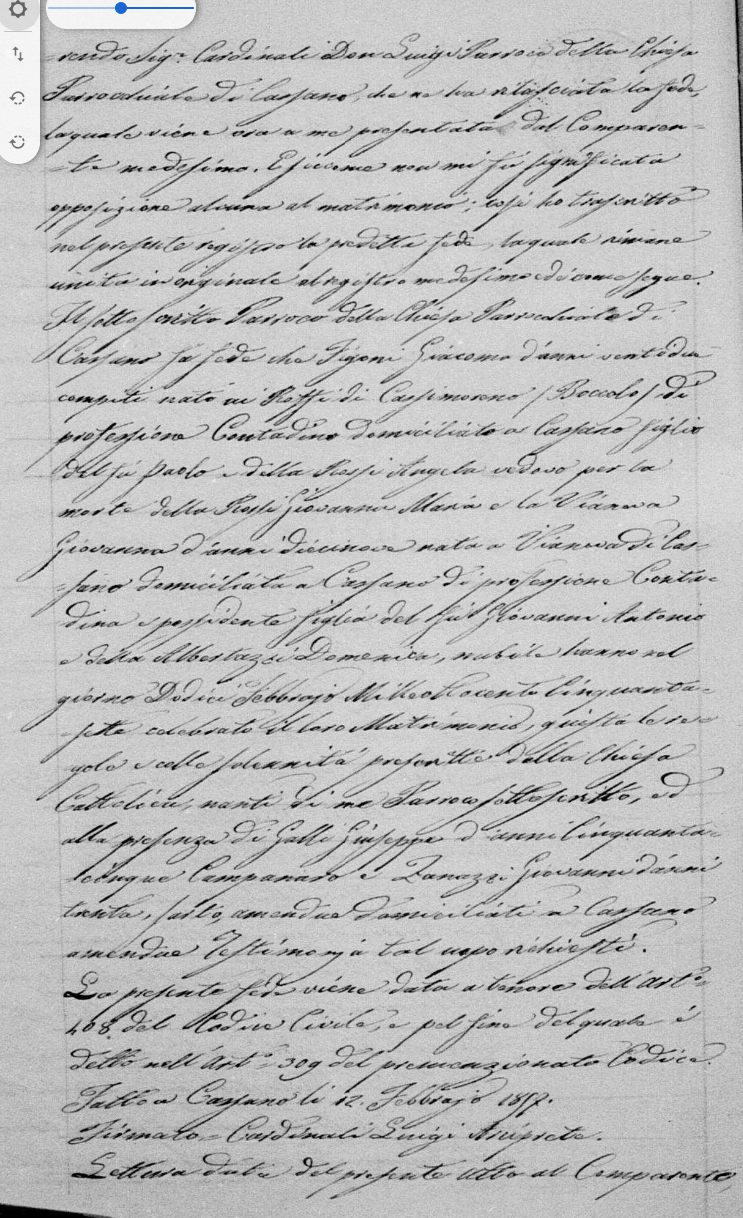 Pietro Bassi marriage register page 2
